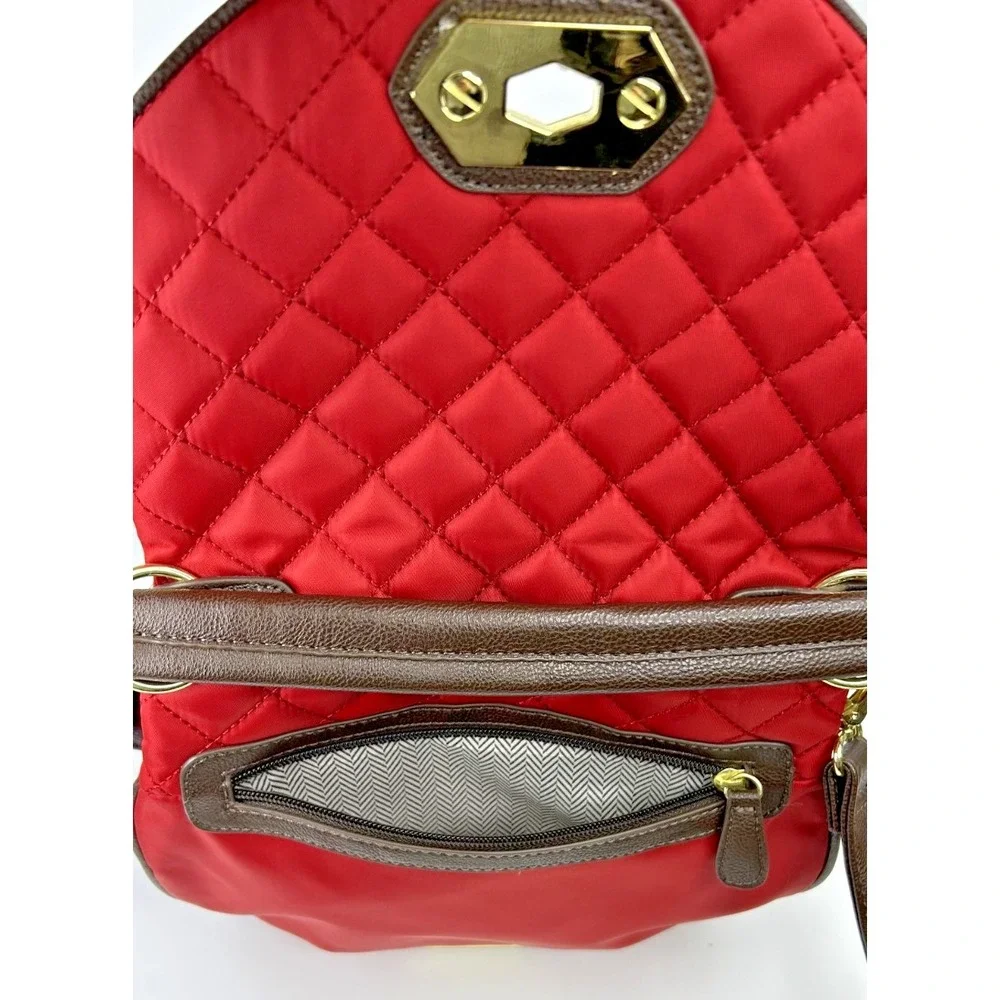 Steve Madden‎ Purse Quilted Flap Crossbody/Saddle Bag-Red Medium Nylon Travel